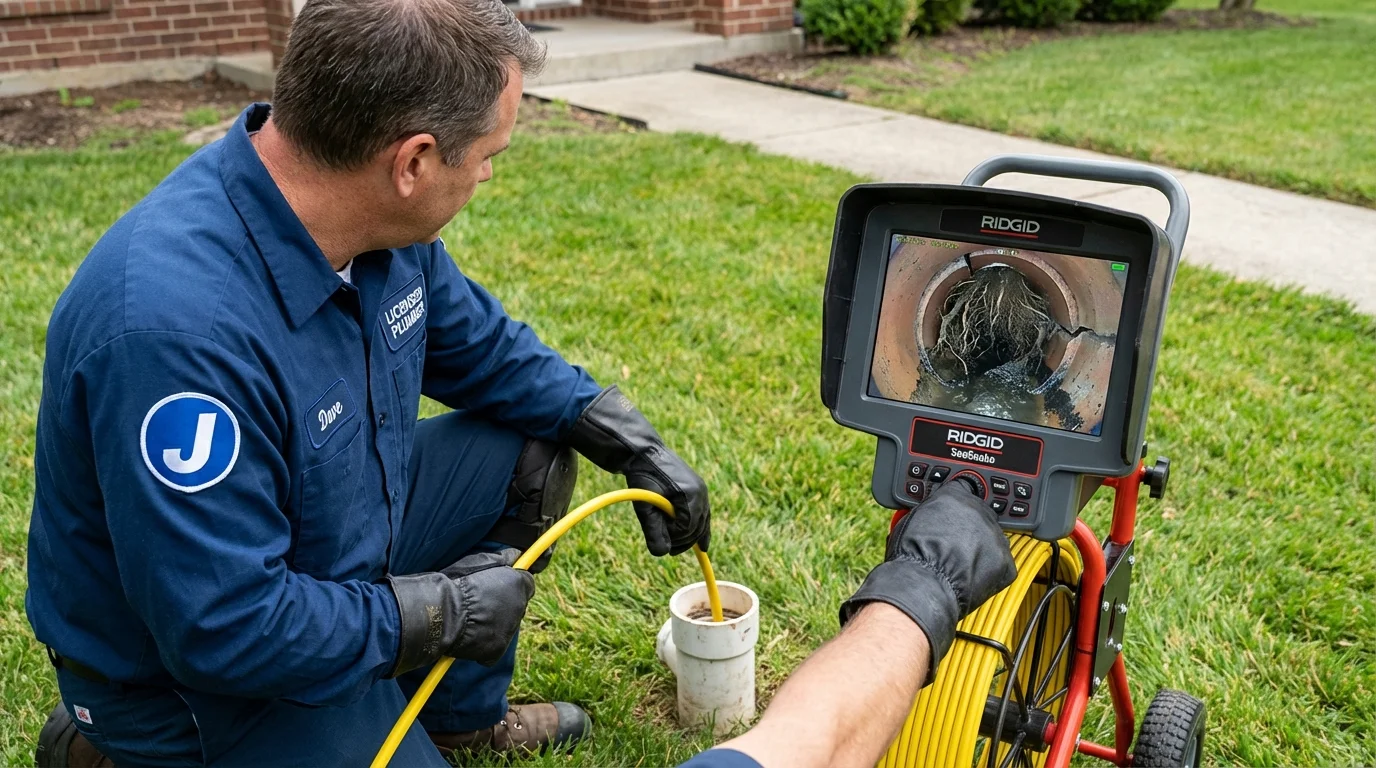 Sewer camera inspection being performed by Johns Plumbing LLC in Williamsburg
